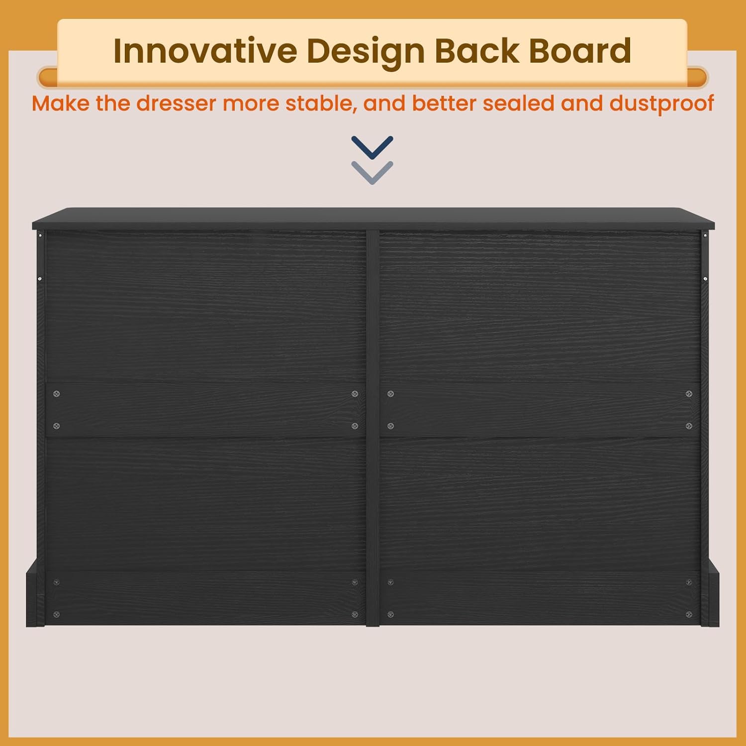 DICTAC 8 Drawers Dresser for Bedroom, Black Large Chest of Drawers, Long Modern Double Dressers, Big Clothing Storage Organizer Closet with Ample Space, 51.6''L x 15.7''D x 37.7''H