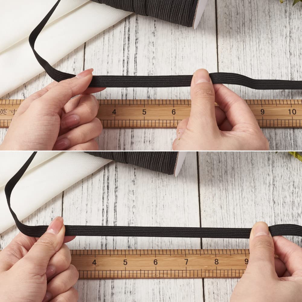 Cordino elastico nero da 10 mm in vita piatta per cucire elastici con bobina per fasce per capelli abbigliamento cucito artigianato