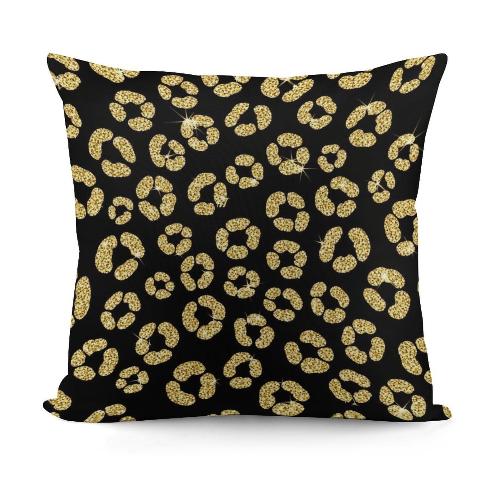 Smazdfxx Picture(146) Softffy Gold Glitter Wild Animal Black Cheetah Leopard Ptint Cushion Covers Comfort Plush Pillow Cover For Sofa Bedroom Pillow Shell