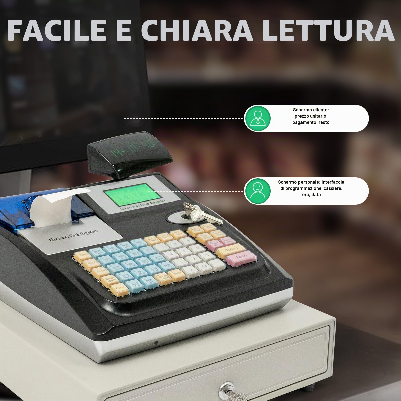 Sistema di cassa,Registratori di cassa elettronici, registratori di cassa, terminali auto supermercato, annunci clienti LED, sistemi POS per la vendita al dettaglio