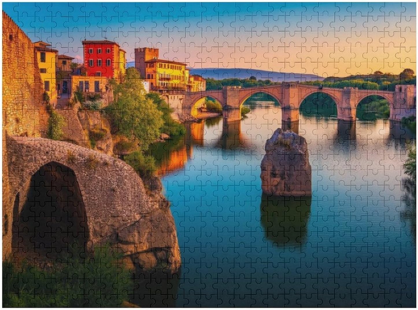 Italy Famous Scenery Lake Como Wooden Puzzle, 1000 Pieces Jigsaw, Stunning Lake Como Landscape, Fun Mindful Activity