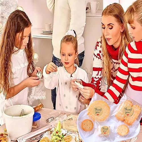 Miniatura 6 de YVPSI Bolsas autoadhesivas para galletas, bolsas de celofán transparentes con sellado, etiquetas de agradecimiento para embalaje, dulces, panadería,