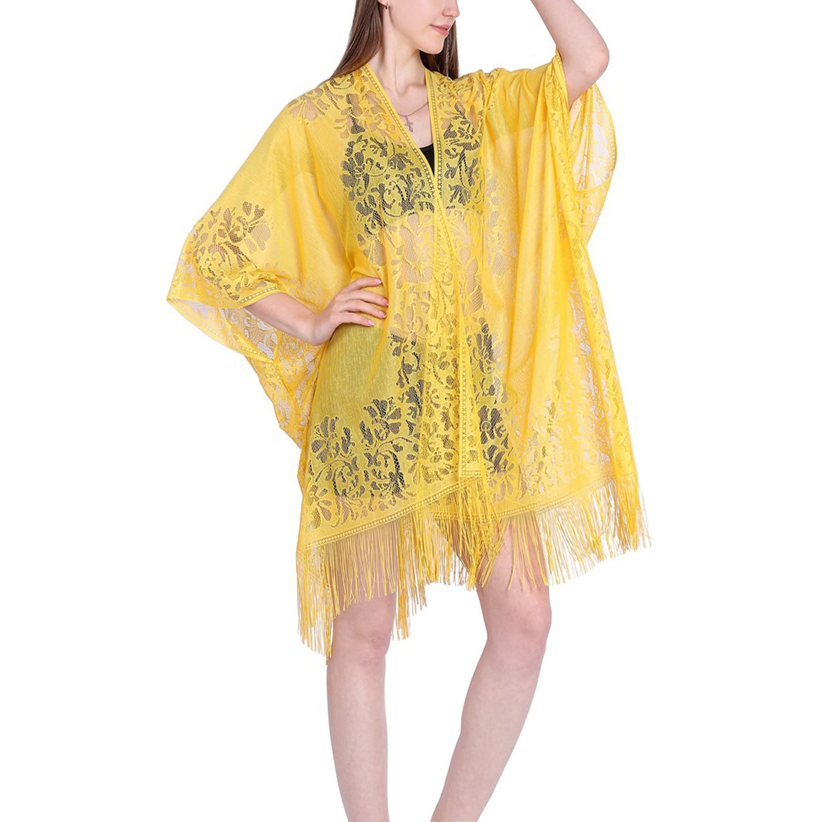 CrEev Bufandas de chal de encaje floral para mujer Bufanda de fiesta con borlas de playa de verano Cárdigan de lentejuelas para novia para vestidos de fiesta de noche de boda 07-80-100 cm
