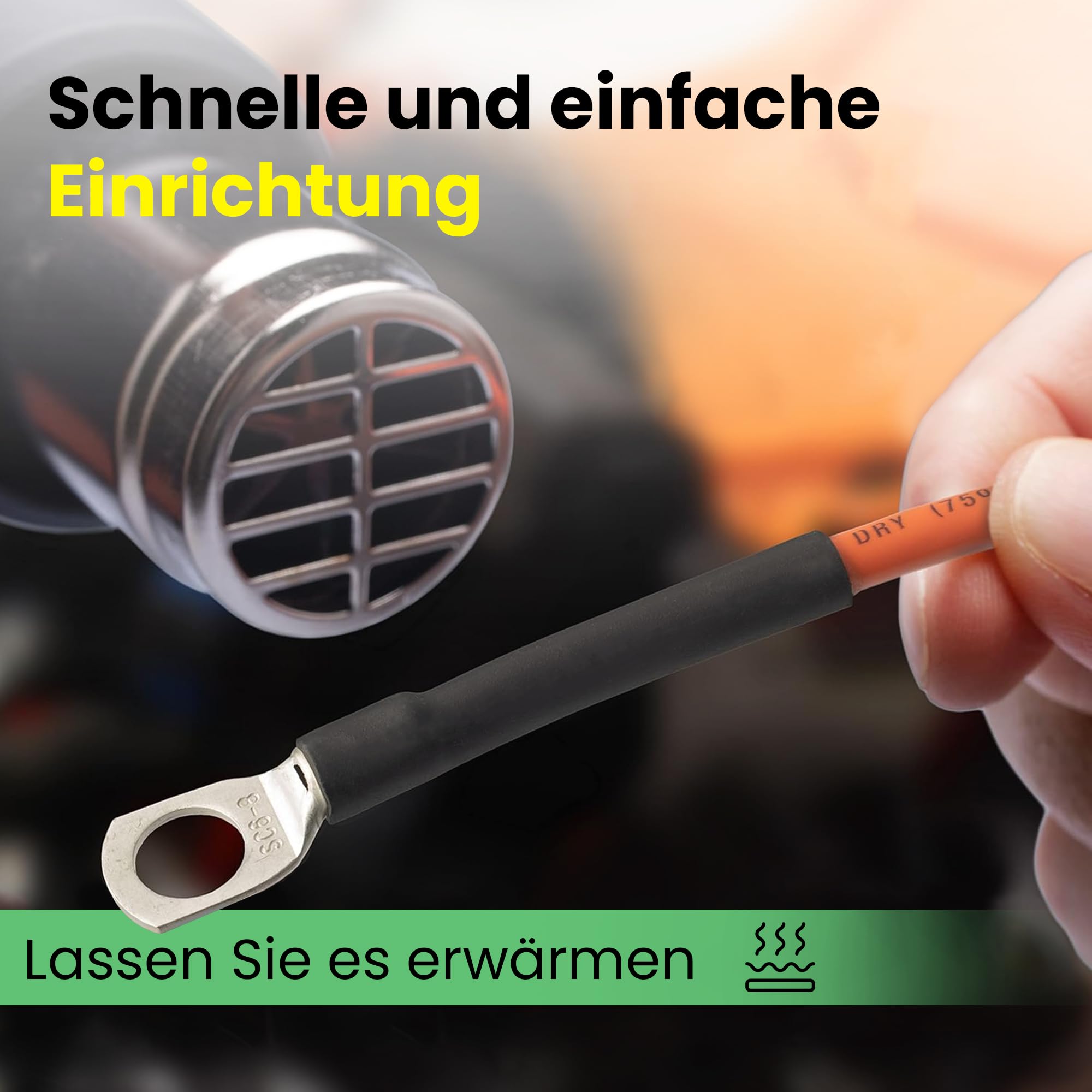Offgridtec 5 m wąż termokurczliwy 6,4 mm > 3,2 mm czarny pojemnik dozujący warsztat samochód