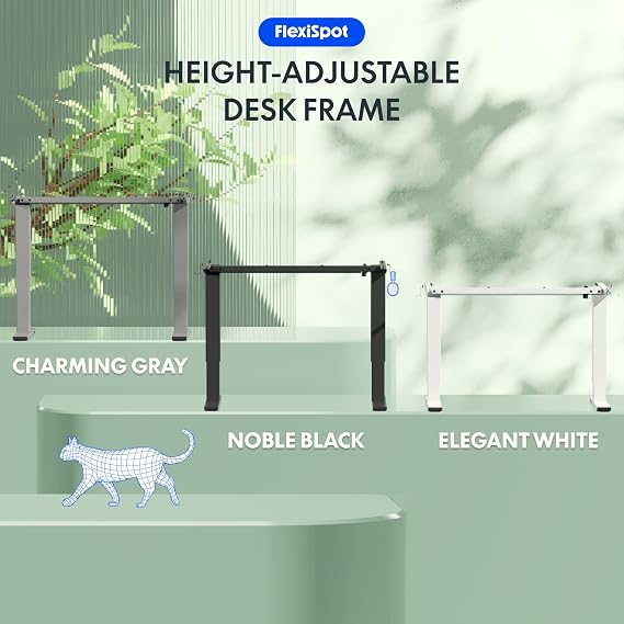 FLEXISPOT Height Adjustable Electric Standing Desk Frame Ergonomic Sit-stand Workstation with Memory Smart Panel EN1(2 Stage | White)