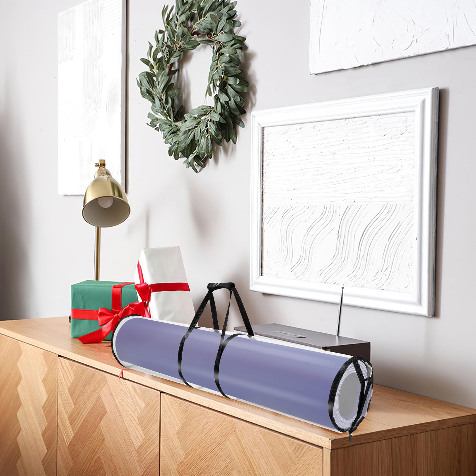 DEARMAMY 2 Stück Geschenkpapier Aufbewahrungstaschen mit Reißverschluss PVC Behälter zur Lagerung von Geschenkpapierrollen Großer Kapazität Robust und Vielseitig für Zuhause Büro Laden