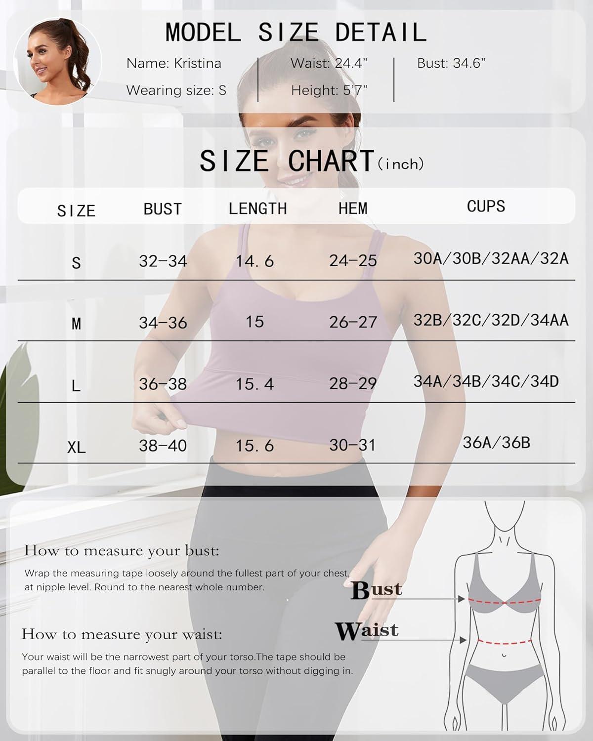 Everrysea Sports Bras for Women High Support Longline Workout Tank Tops Built in Bra Strappy Yoga Padded Crop Top - Image 6