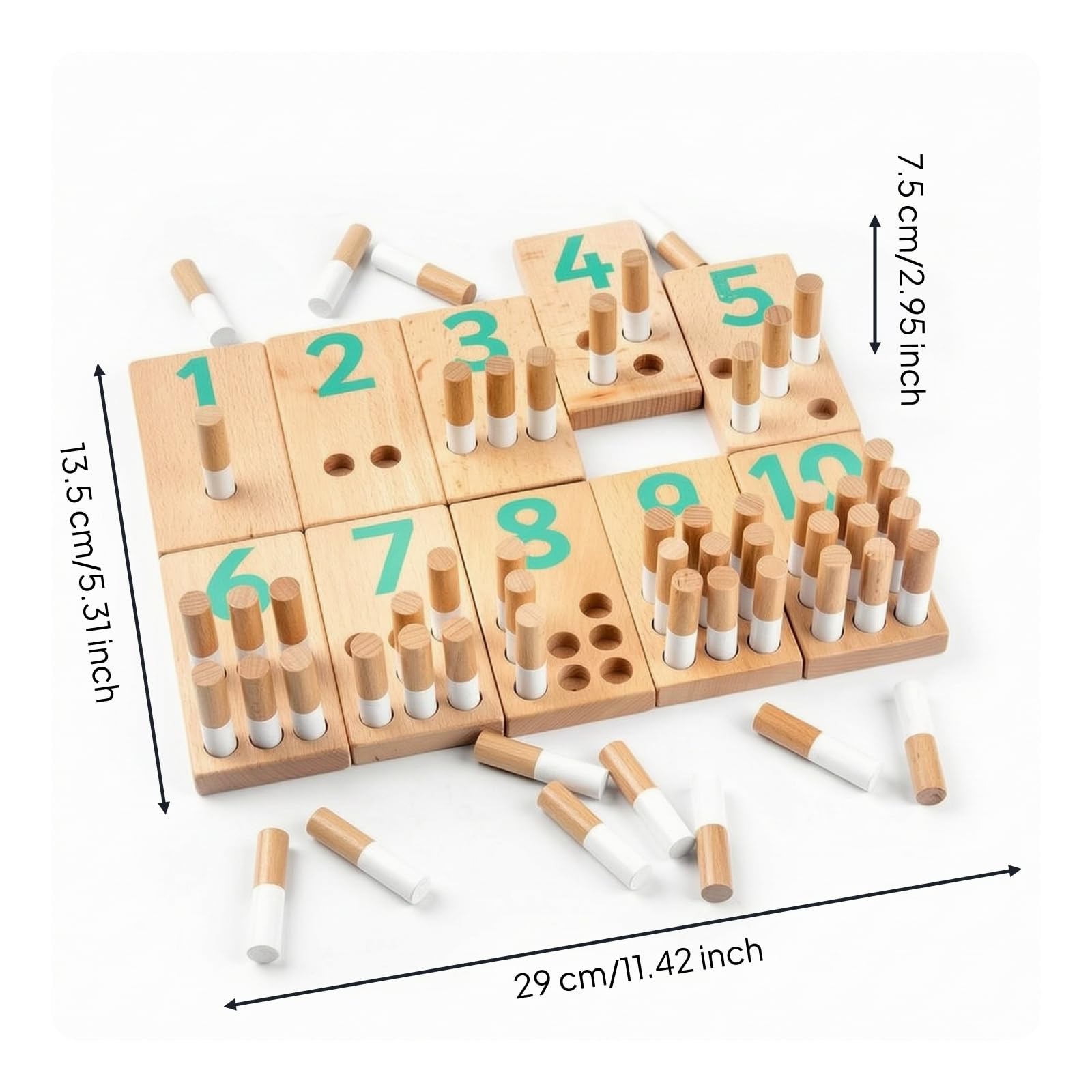 Juego Numerar Didáctico Tablero con Clavijas Números Juguete Educativo para Preescolares