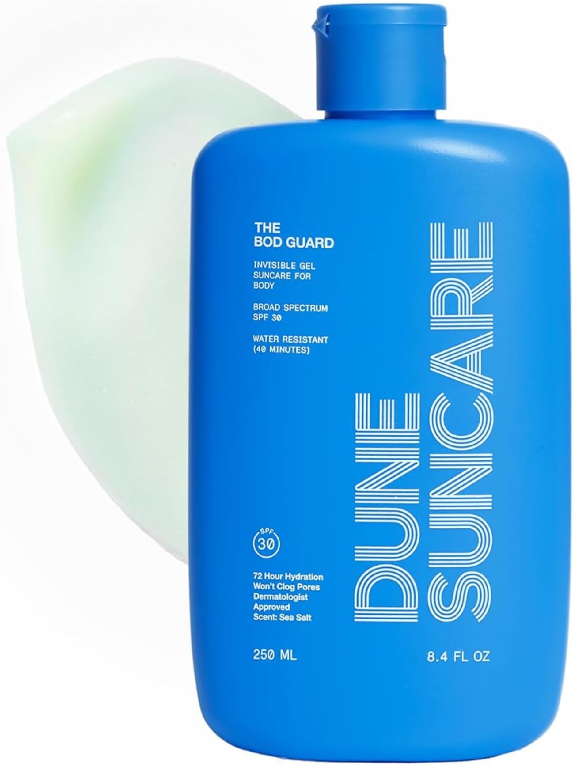 - The Bod Guard - Award-Winning Clear Invisible Gel Body Sunscreen - Broad Spectrum SPF 30 Protection, 72 Hour Hydration, 40 Mins. Water Resistant, Reef Friendly, Non-Greasy (8.4 Fl Oz)
