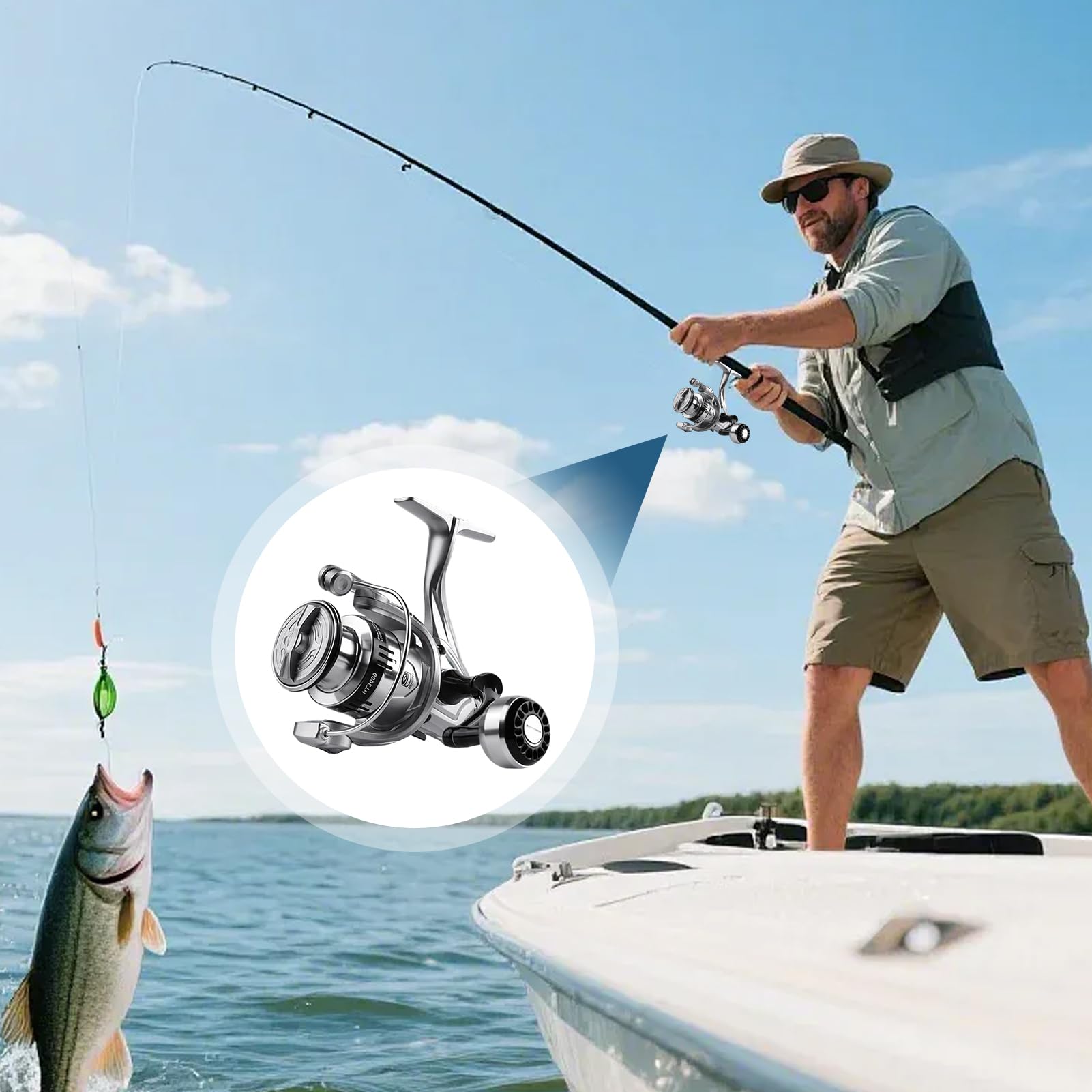 Wurfrolle,Robuste Und Leichtgängige Angelausrüstung - Angelrolle Mit 5.2 1 Übersetzungsverhältnis - Für Angler Und Fischer Für Forelle, Crappie, Barsch, Wels In Tiefsee, See Am Ufer
