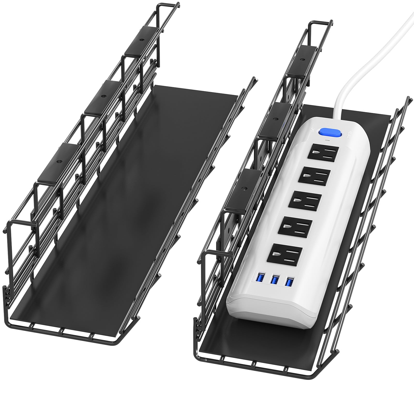 DELAMU 2-Pack Under Desk Cable Management Tray