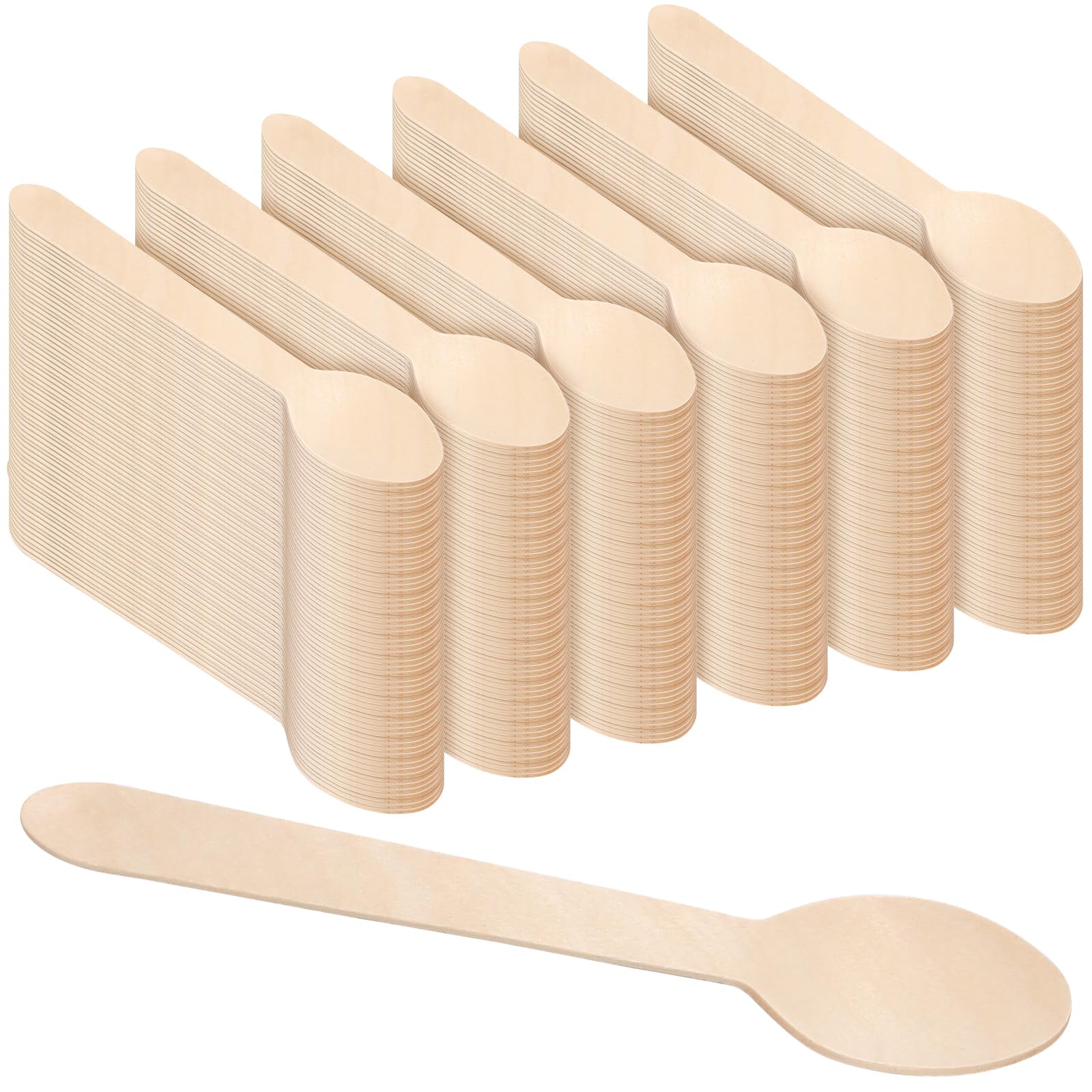 Cuillères jetables en bois en vrac : lot de 600 pièces de 16 cm pour tous vos desserts