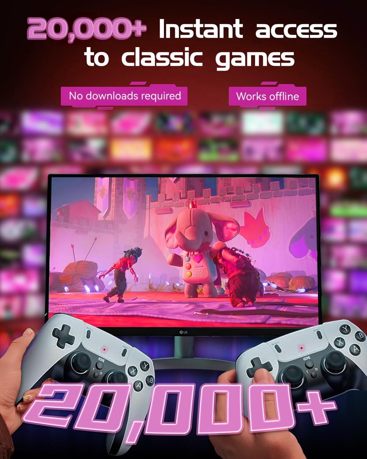 XYELLOWICON Console Rétro Stick TV 4K HDMI 20000+ Jeux 64Go
