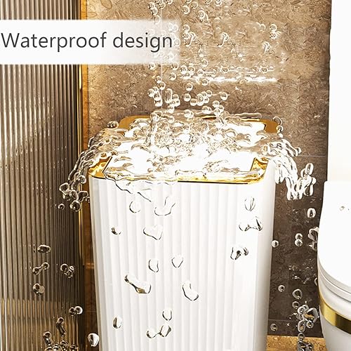 Miniatura 4 de Aupekro Cubo de basura de baño con tapa cubo de basura delgado de 31 galones cubo de basura de plástico de cocina contenedor de basura rectangular