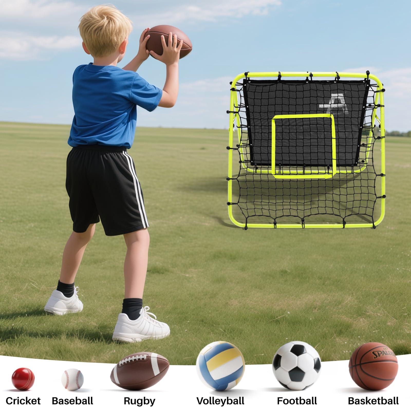 Doppelseitige Rebounder Net Fußball Training Ausrüstung, 100/120/180cm, Fußball Tor Kickback Ziel justierbar für Kinder Spiel Lehre Übung Ausrüstung, Einstellbare tragbare Sport Netze für Garten