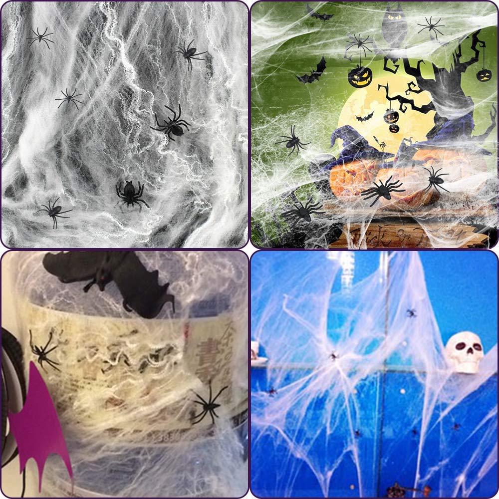 6 Paquetes Telaraña Halloween, Tela de araña 1000 pies Cuadrados con 60 arañas Falsas para Halloween Decoracion Fiesta de Carnaval de Halloween