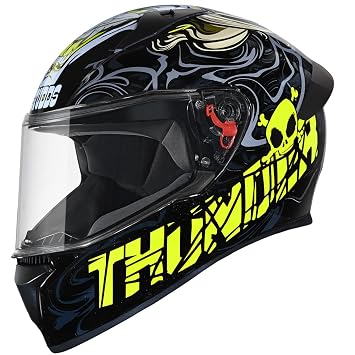 Studds Thunder Full Face Helmet D9 with Clear Visor (Black N5, XL)