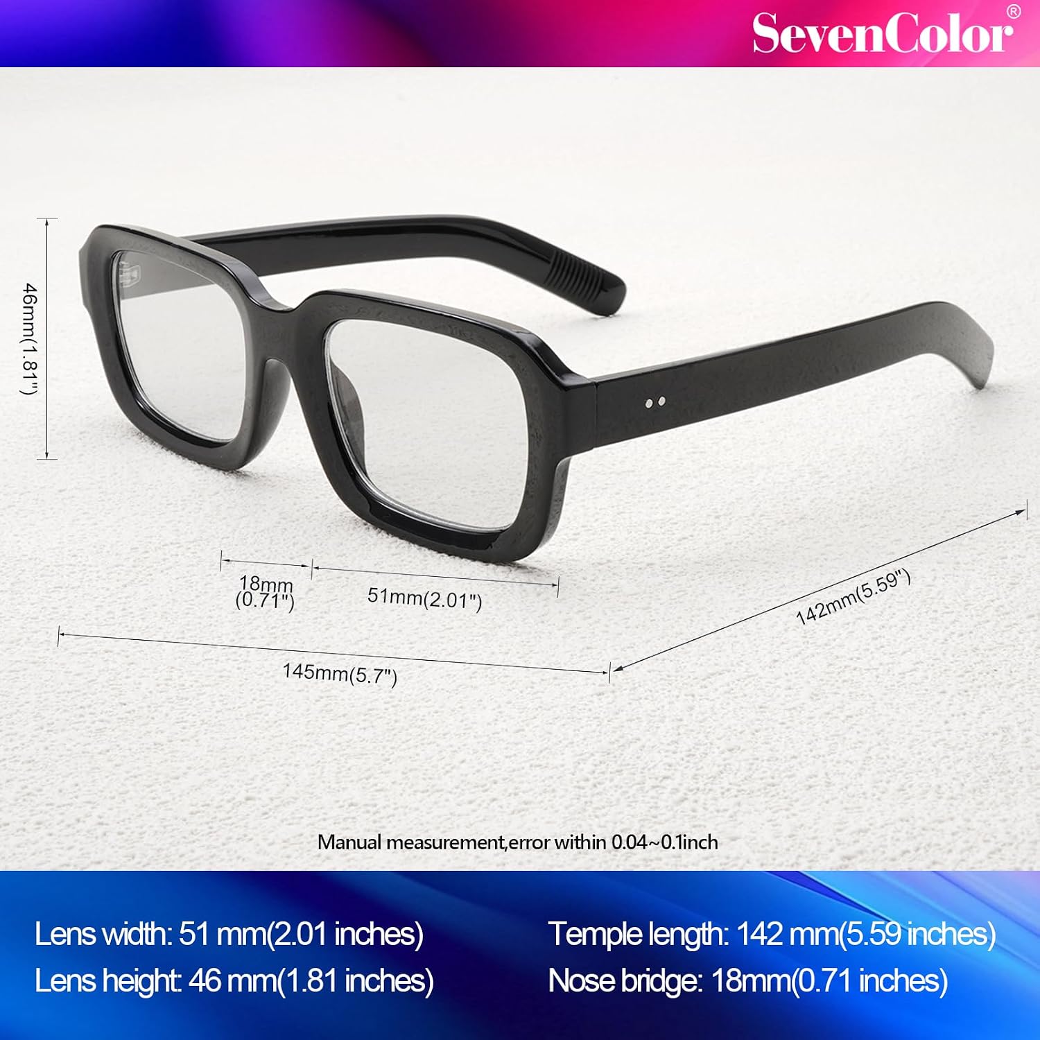 Retro Square Glasses for Women Men Thick Rectangle Blue Light Glasses Chunky Eyeglasses 90s Style