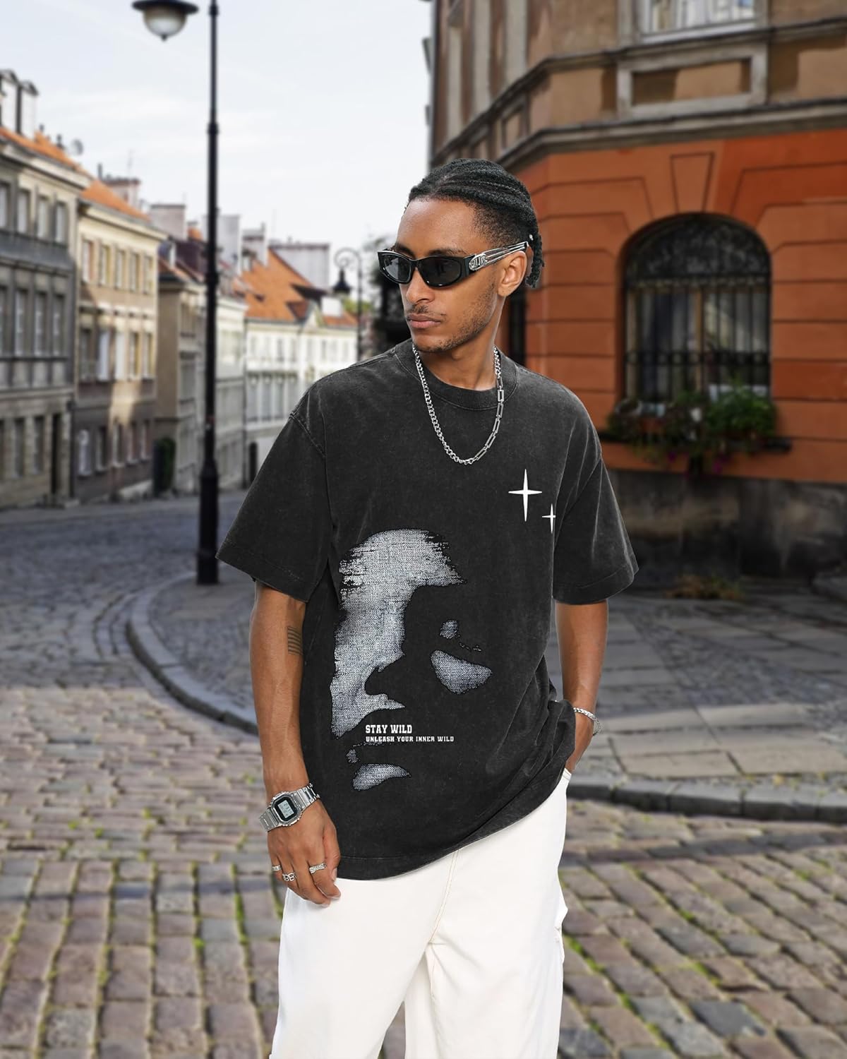 Men's Letter Graphic T Shirts Oversized Drop Shoulder Short Sleeve Vintage Streetwear Crew Neck Casual Tee Top - Image 7