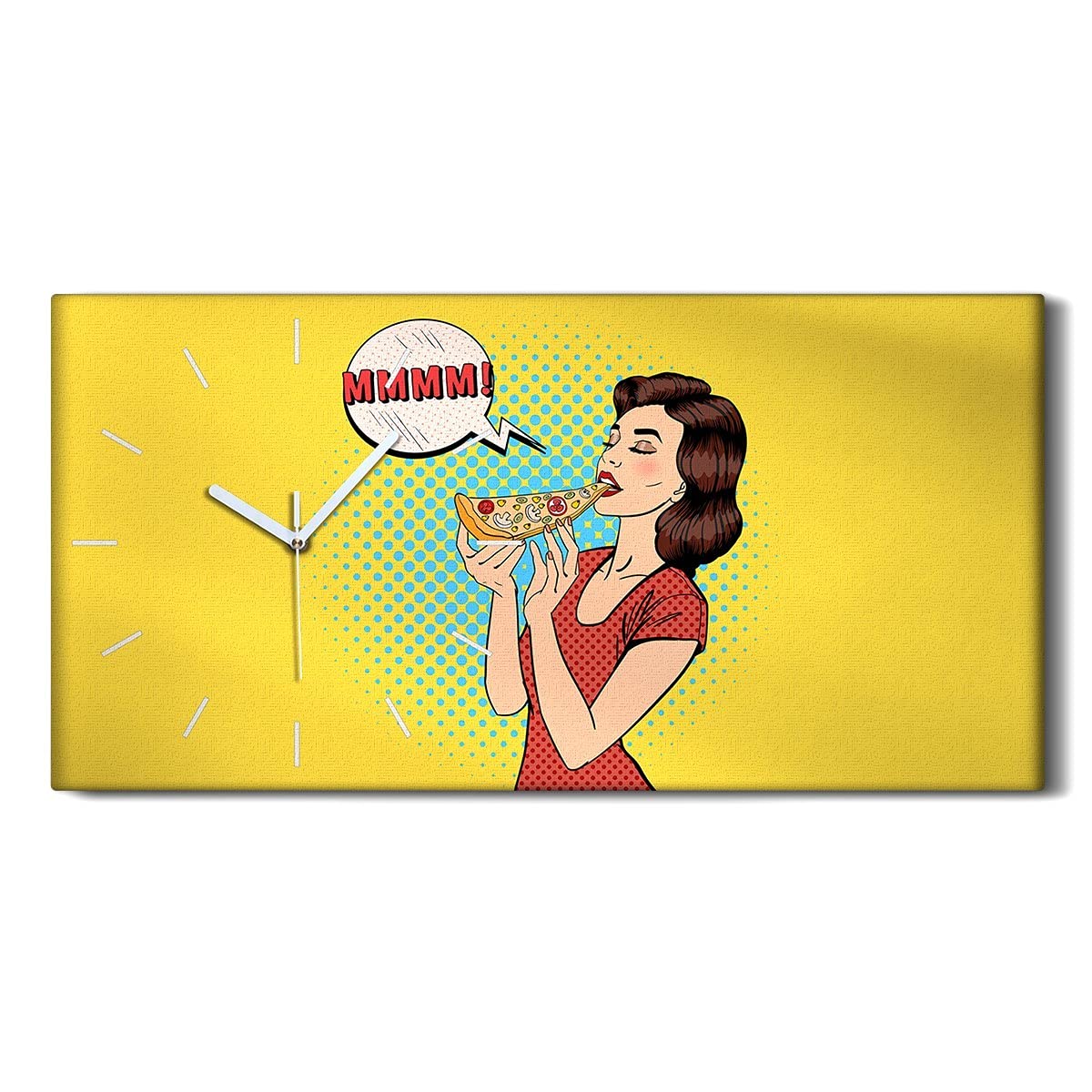 Horloge Silencieuse 60x30cm Pop Art Mural Salon Mains Blanches