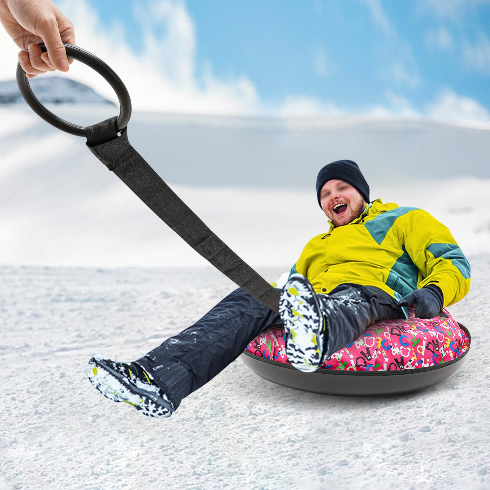 YIYIBYUS Inflatable Sledding Tube,Oxford Cloth Inflatable Sledding Tube, Snow Sleds for Adult, Inflatable Sled