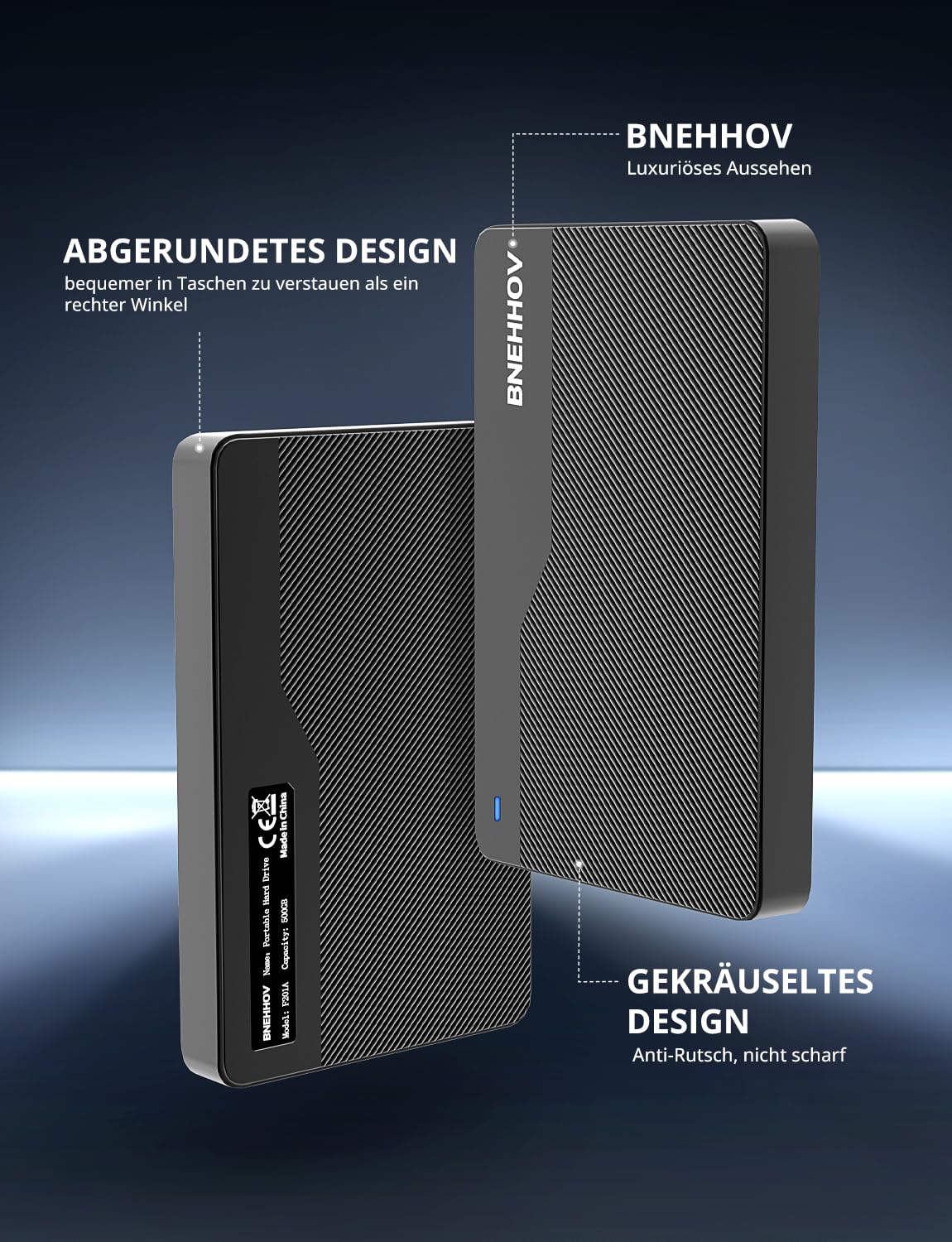 Externe Festplatte, 500GB Tragbare 2.5 Zoll USB 3.0 Backups HDD, Ultradünn Plug-and-Play SATA Festplattenspeicher für Windows, Mac, PC, Laptop, PS4, Xbox, Wii U, Chromebook