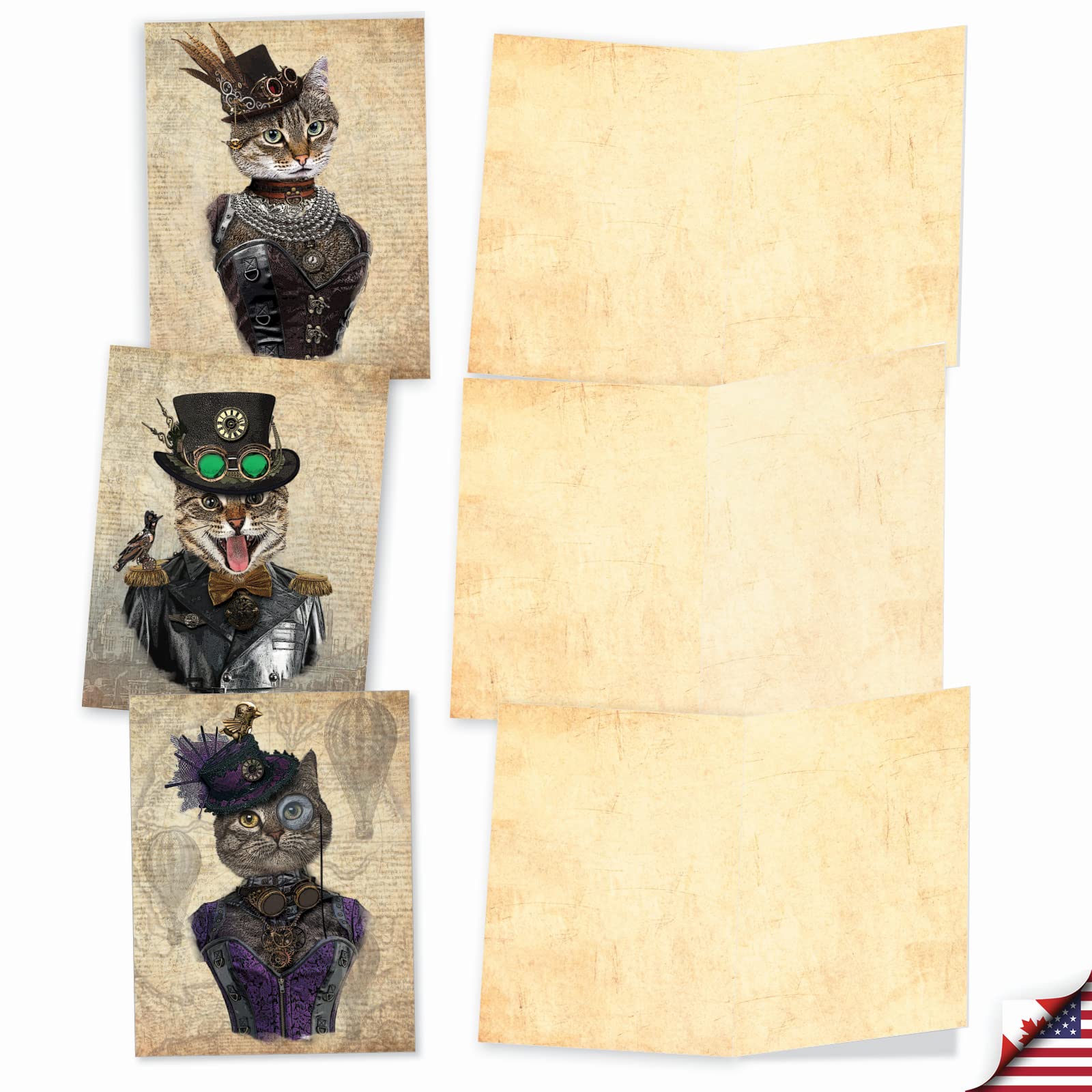 Navidad Steampunk diseño navideño de gatos Humor Tarjeta de felicitación
