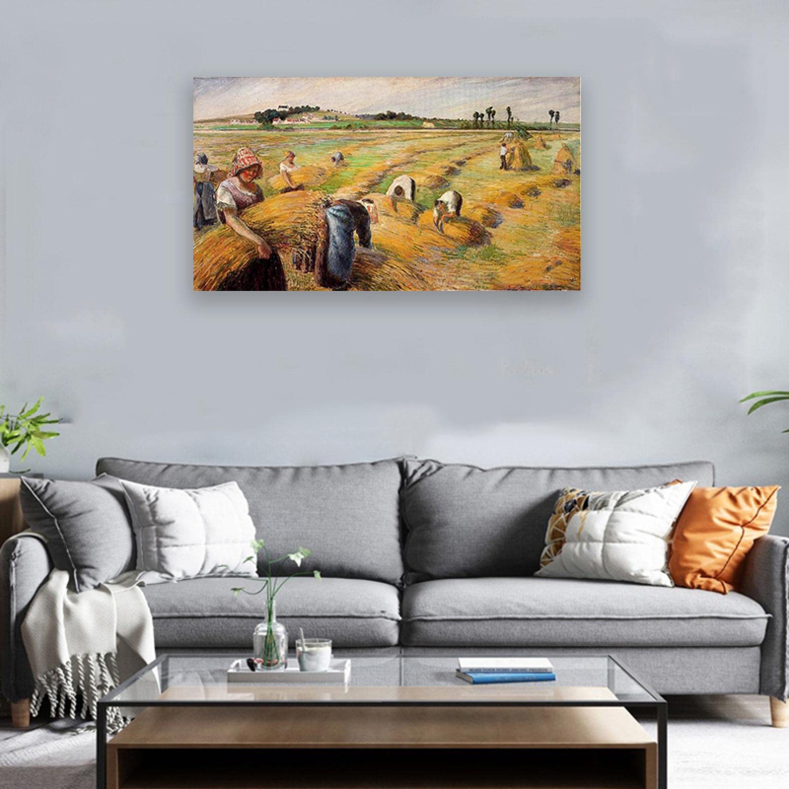 Amazon.co.jp: カミーユ・ピサロ「収穫」キャンバスに複製。印象派の
