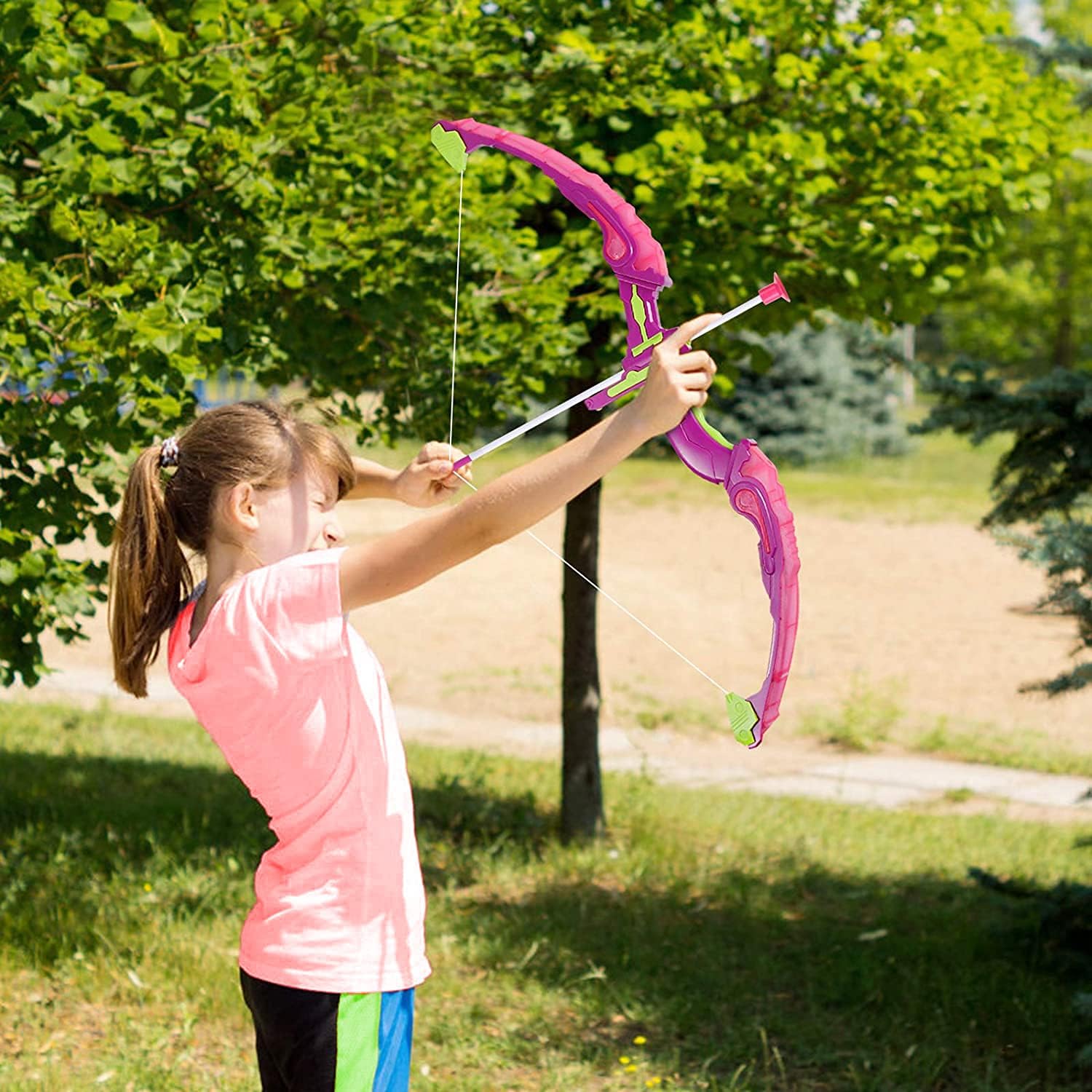 Rainmax Light Up Archery Bow and Arrow Toy Set with 6 Suction Cup Arrows, Target, and Quiver for Girls : Sports & Outdoors