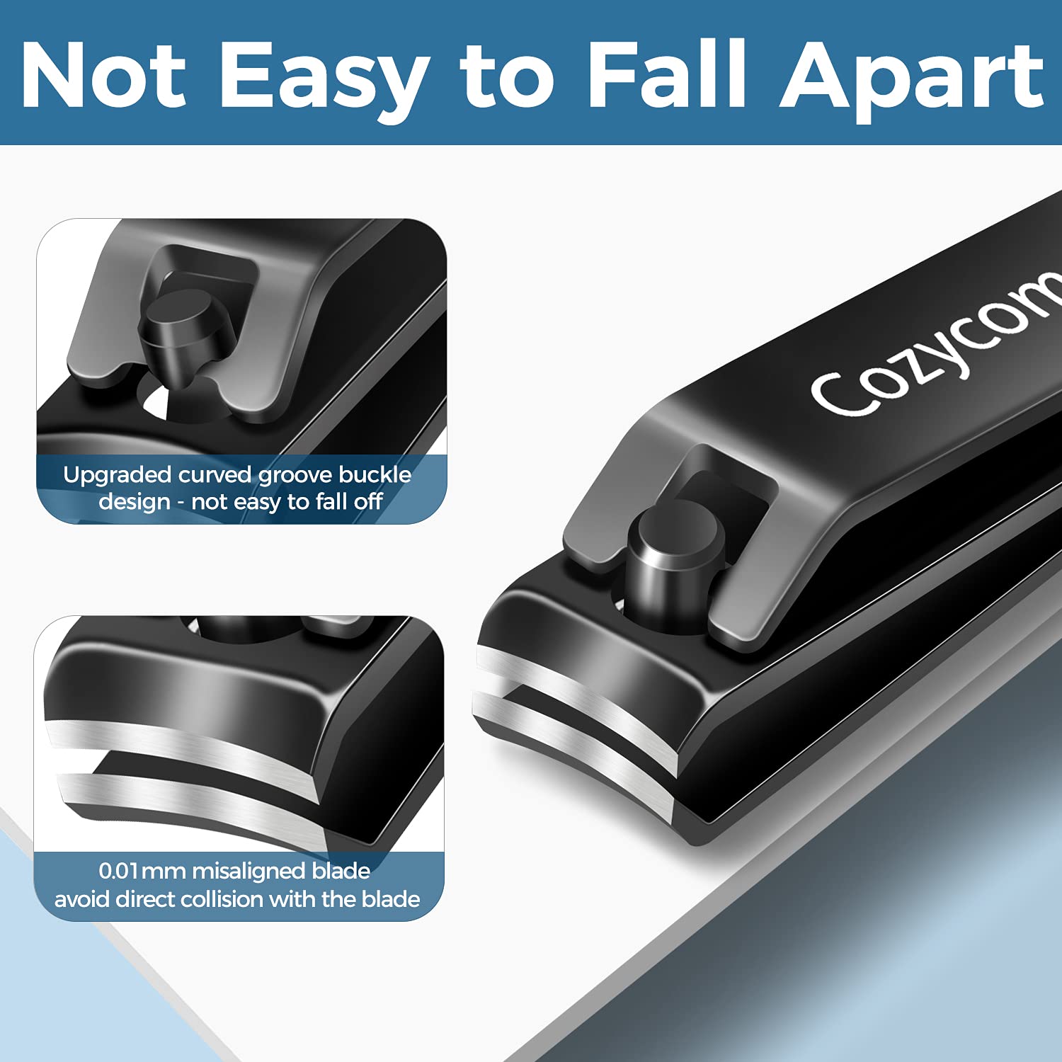 Nail Clippers Set Toenail Clippers Cutters - CozyCom 2 Pack Professional Fingernail Clipper and Toenail Clipper for Adult Men and Women Stainless Steel for Thick Nails with Visibly Tin Case : Beauty & Personal Care