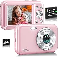 Vista 8 de Cámara digital, FHD 1080P 44MP Cámara de vlogging con tarjeta de 32 GB, zoom 16X antivibración, cámara digital compacta de punto de viaje y disparo