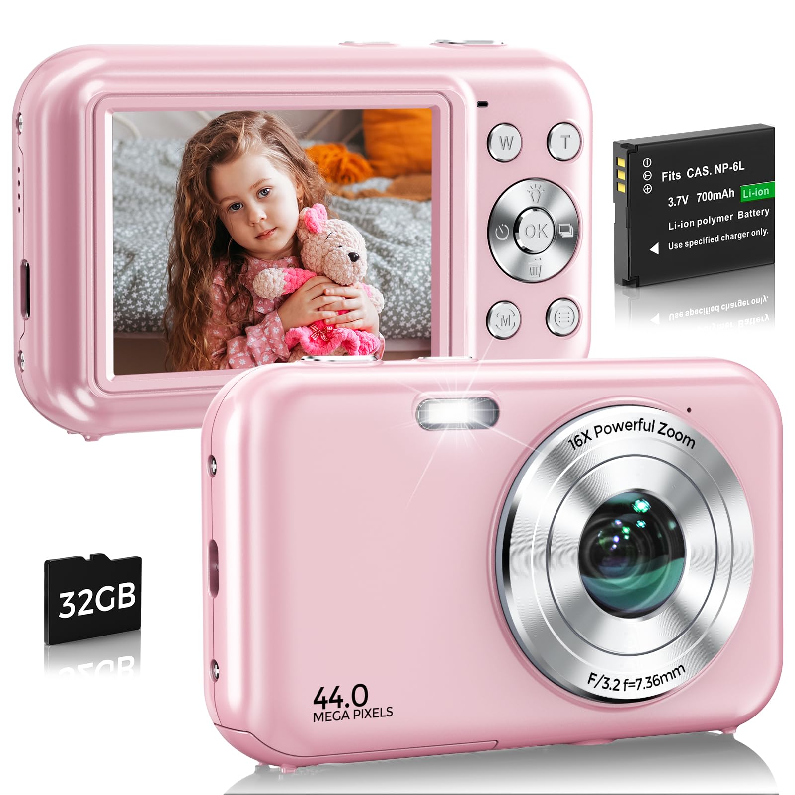 Amazon.com: Digital Camera, FHD 1080P 44MP Vlogging Camera with
