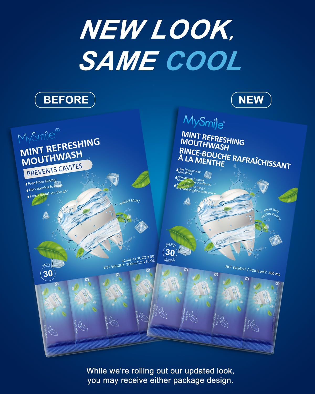 MySmile Mouthwash Alcohol Free, Mouth Wash for Adults, Travel Mouthwash Helps Kill 99% of Bad Breath Germs, Prevents Cavities, Fluoride Free, Fresh Mint