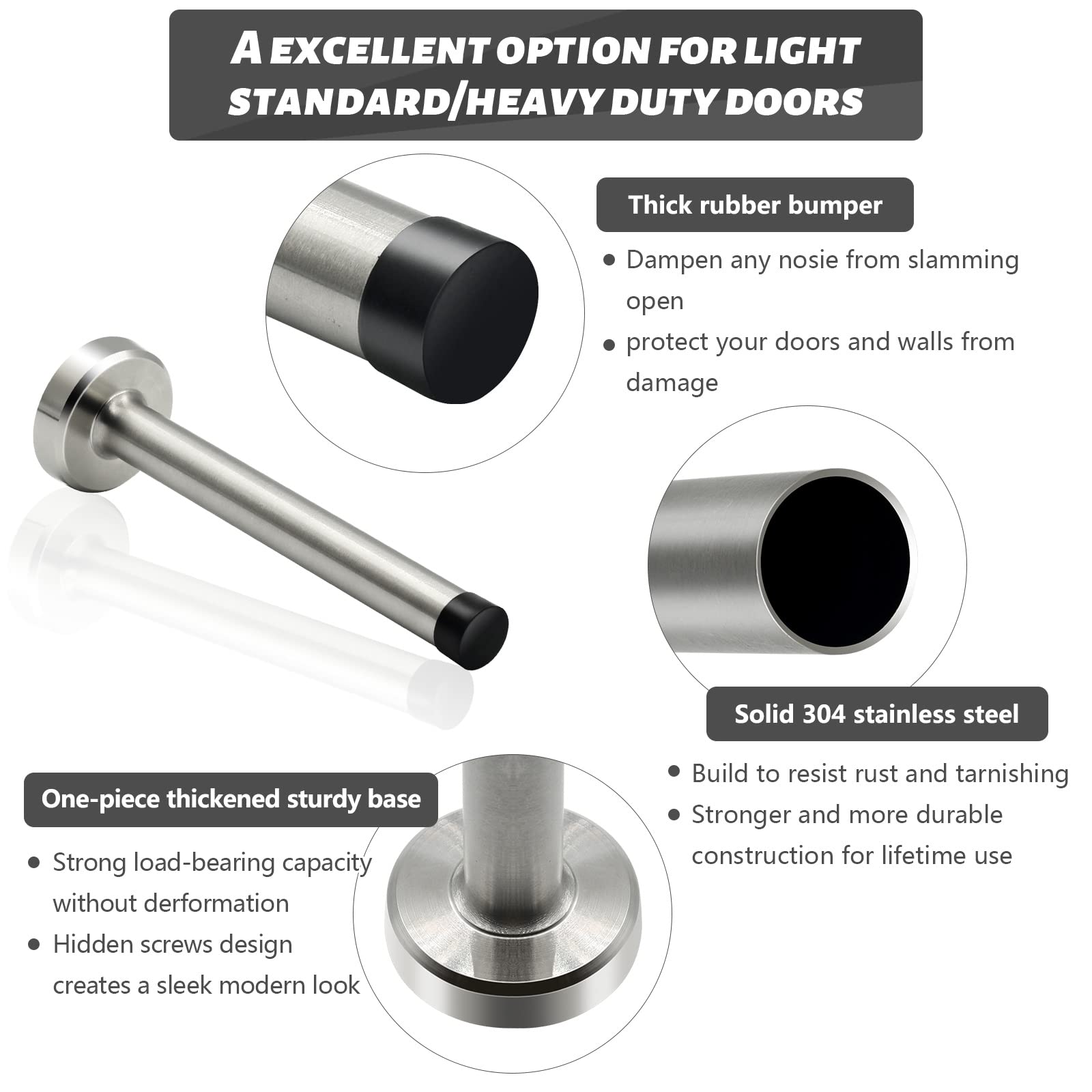 Butée De Porte Longue De 12,7 Cm - Montage Mural Externe - Chrome