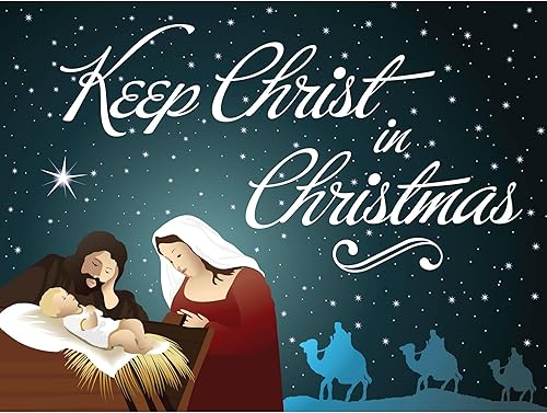 Letrero de Navidad con texto en inglés "Keep Christ in Christmas", decoración de Navidad para exteriores, de doble cara, con soporte de metal, para disponible en Yaxa Colombia