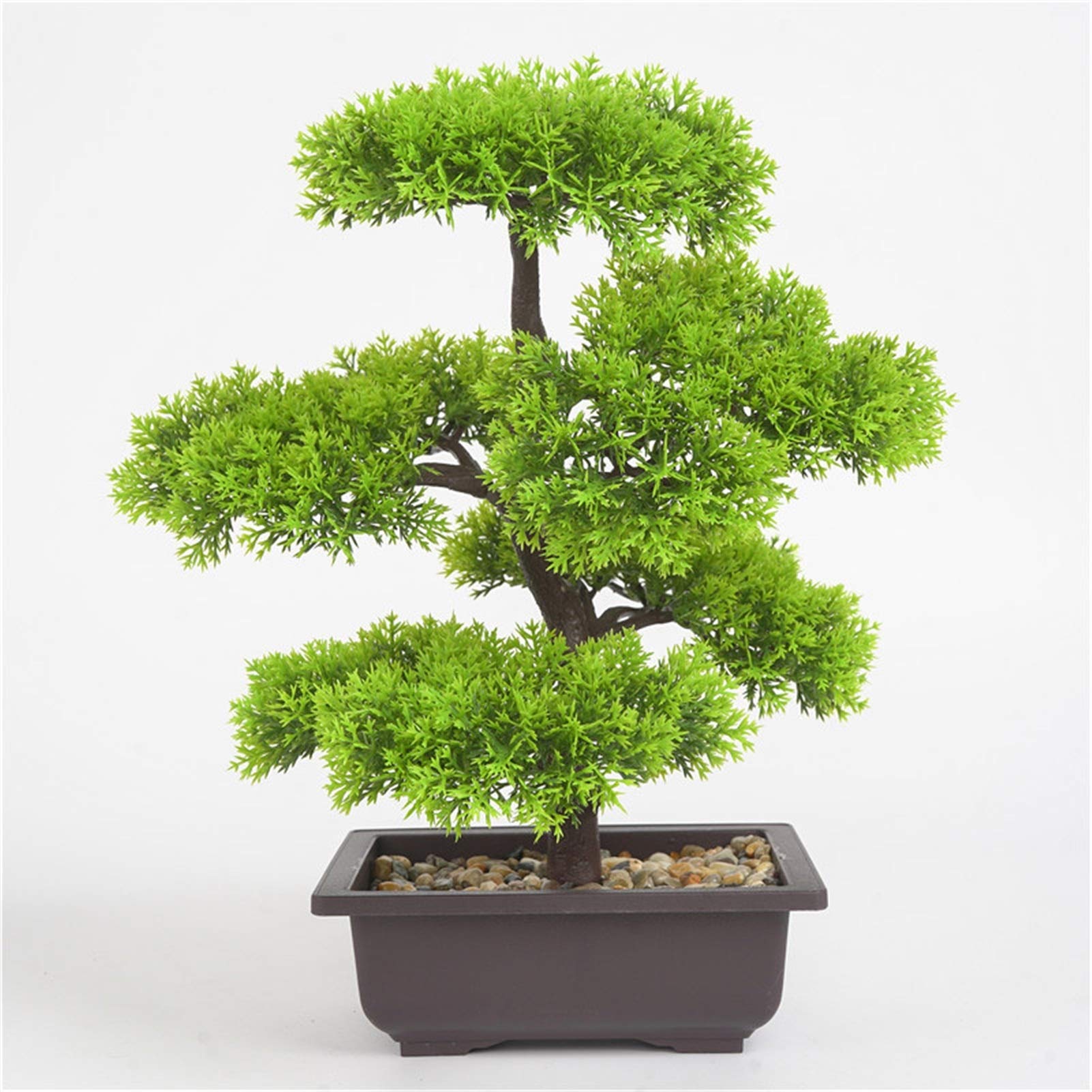 NGDFGR Handmade Simulation Artificial Green Plant Welcoming Pine Bonsai Indoor Outdoor Pin Tree Flowers Pot Creative Office Home Decoration Fake Plant