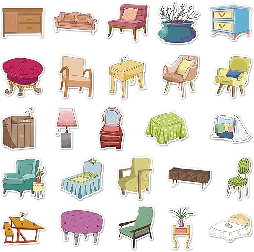 Miniatura 4 de Calcomanías para muebles  50 piezas de dibujos animados encantadores de PVC Kawaii calcomanías divertidas de vinilo decoración de bricolaje para
