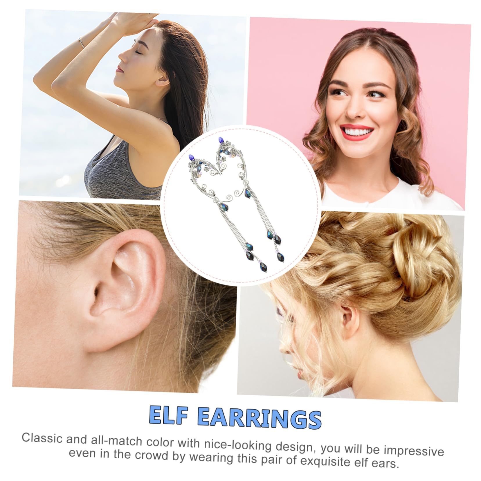 Clip per orecchie da elfo graziosi orecchini per le donne polsino con ala di perle earrings for women bow earrings polsino dell'orecchio per le donne orecchio da elfo lega