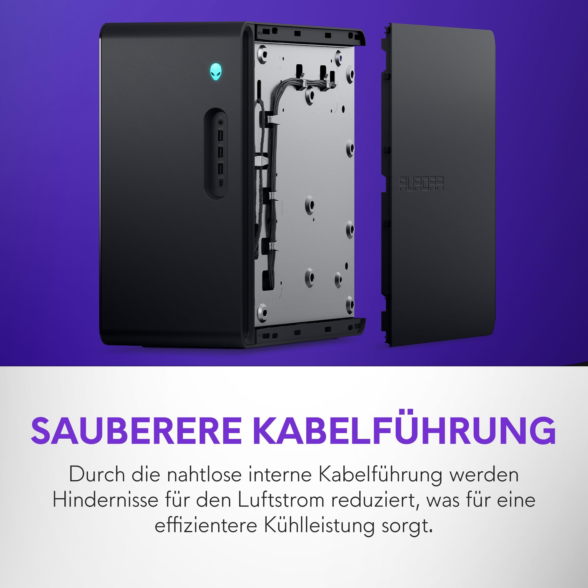 Alienware Aurora Gaming-PC ACT1250 – Intel Core Ultra 7 265KF Series 2, Nvidia GeForce RTX 5070, 32 GB DDR5, 1 TB SSD, Flüssigkühlung, 1000W Netzteil, Windows 11 Home, Seitenscheibe – Schwarz Basalt