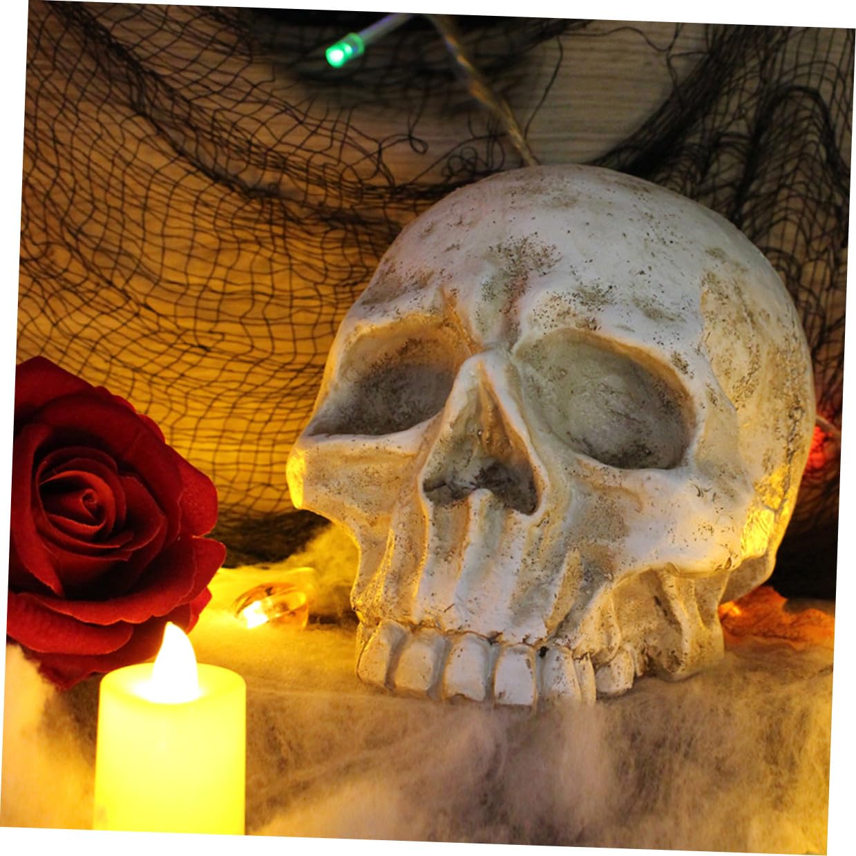 Levemolo Realistyczna Dekoracja Czaszki z Żywicy Halloween Symulowana Głowa Szkieletu Ozdoba Do Wnętrz i Ogrodów Idealna Do Imprez i Dekoracji Strasznych Miejsc