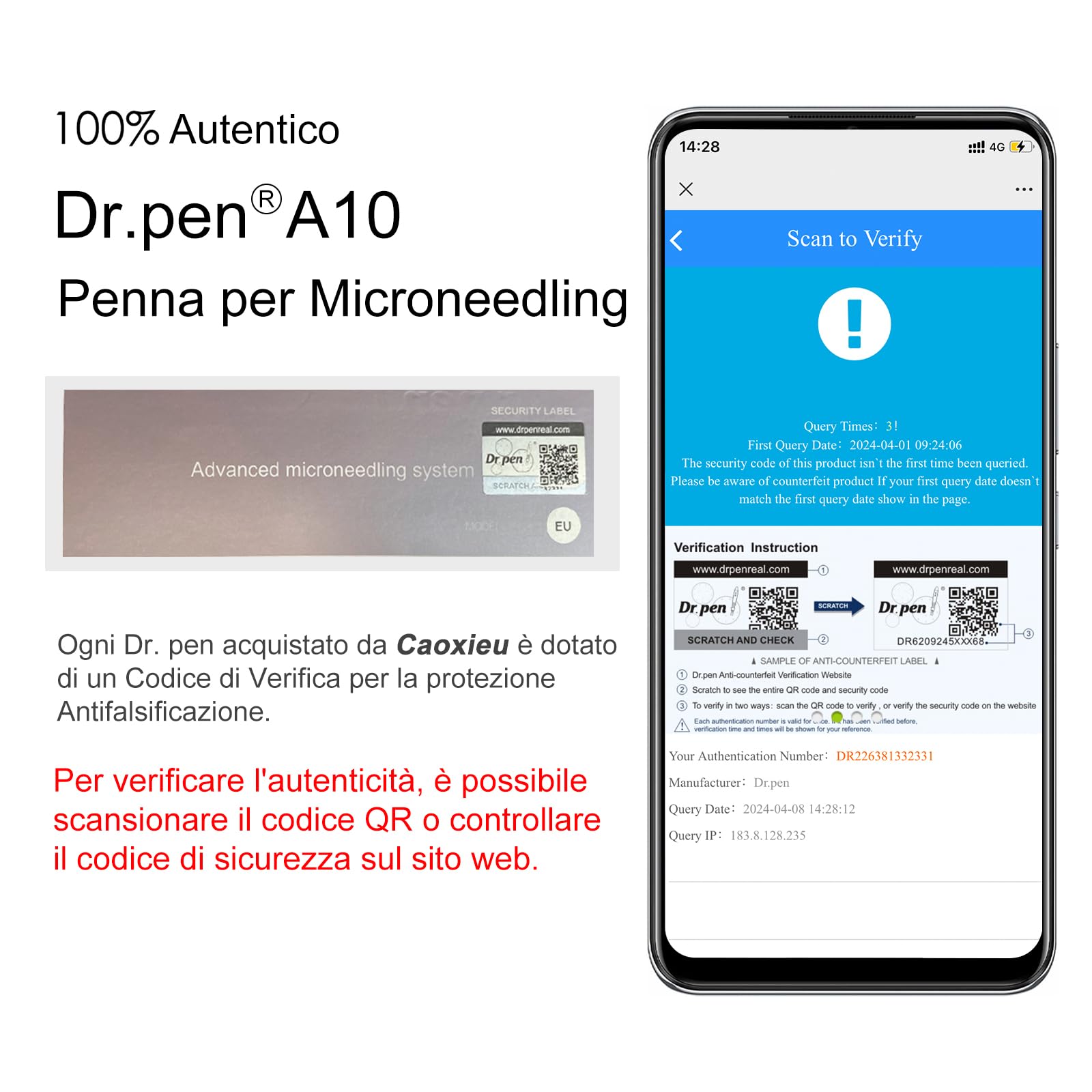 Dr. Pen Ultima A10 Microneedling Pen Senza Fili Originale, 6 Velocità e Profondità Regolabile(0-2,5 mm), per Viso Lifting e Rassodante e Corpo -Include 5 cartucce(12/24/36/42 Pins/Nano-R)