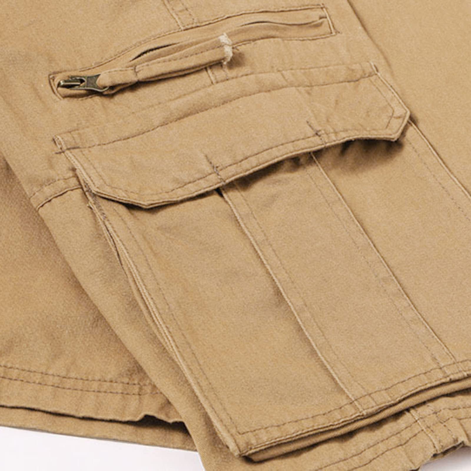 Bermuda Militaire Homme-Pantalon Court décontracté pour Hommes Couleur Unie décontracté Droit Court Bouton Poche Cargo Pantalon Confortable été Court
