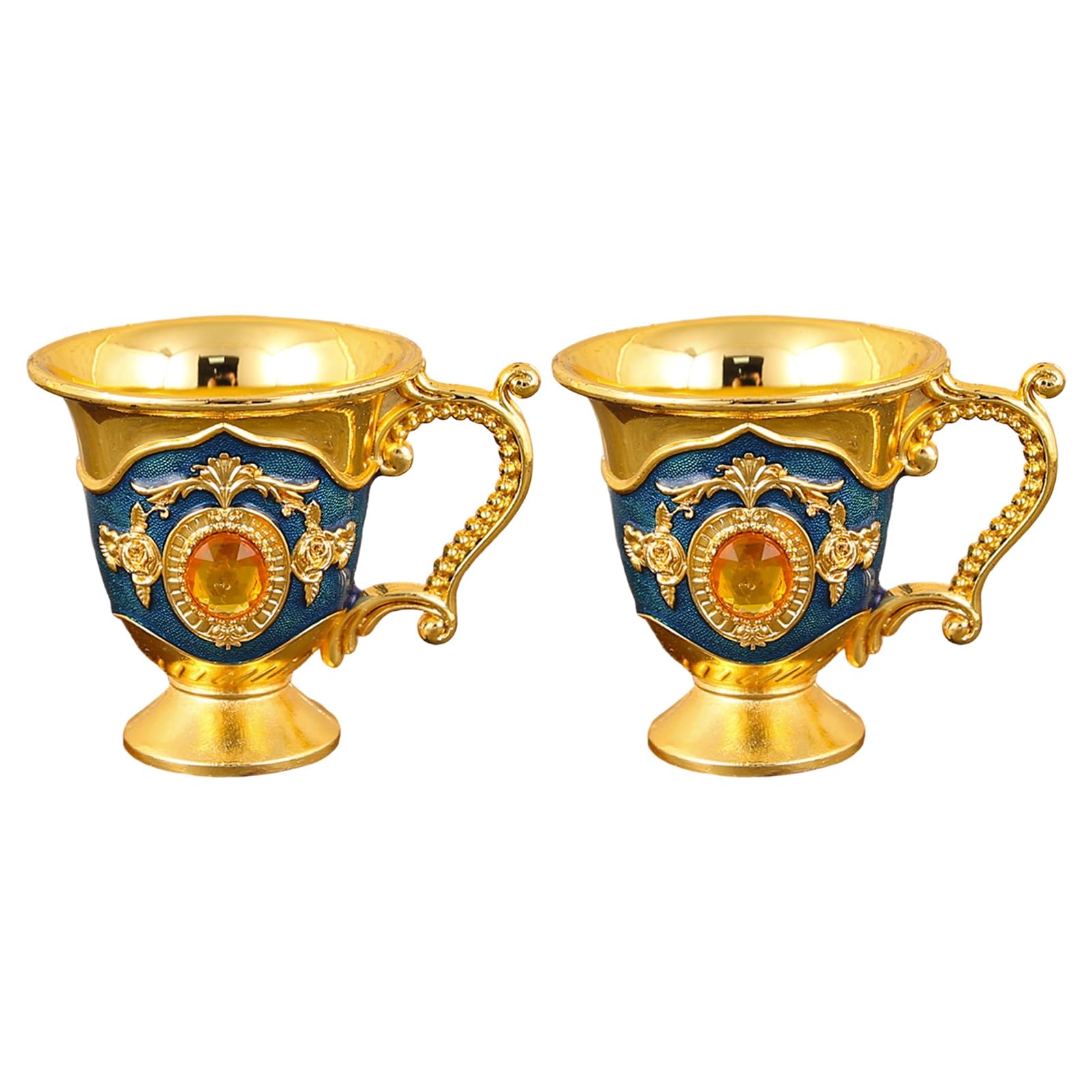 ZEPFJHE 2Pieces Retro Zincs Alloys Whiskeys Shot Cups for Cocktails and Gift Traditional Barwares Set