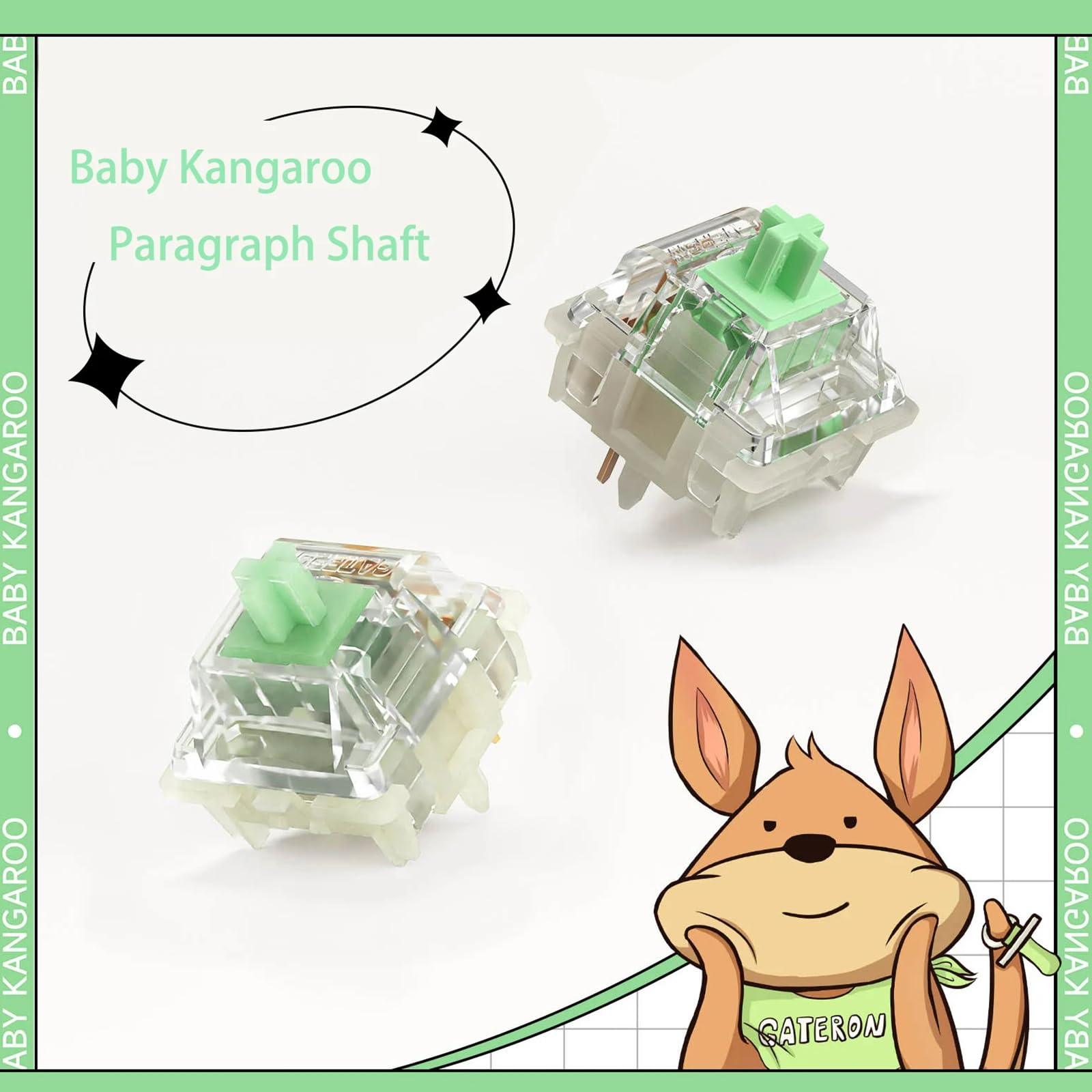 Gateron Baby Kangur Przełącznik klawiatury 2.0, wytrzymały, dotykowe diody RGB, 5-bieg, 22 mm, dwustopniowy sprężynowy do klawiatury mechanicznej MX (72 szt.)