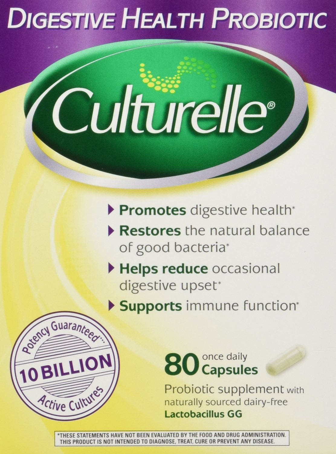 Culturelle Digestive Health Probiotic, 80 Capsules (Pack of 3 (80 caps ea))