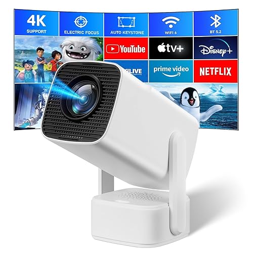 Mini Portable 4K Projector, SEPYMP VideoProjector, Independent 5 Watts Speaker, HD 1080P, 350 ANSI, Android 11, Electric Focus, Pre-installed Netflix, YouTube.