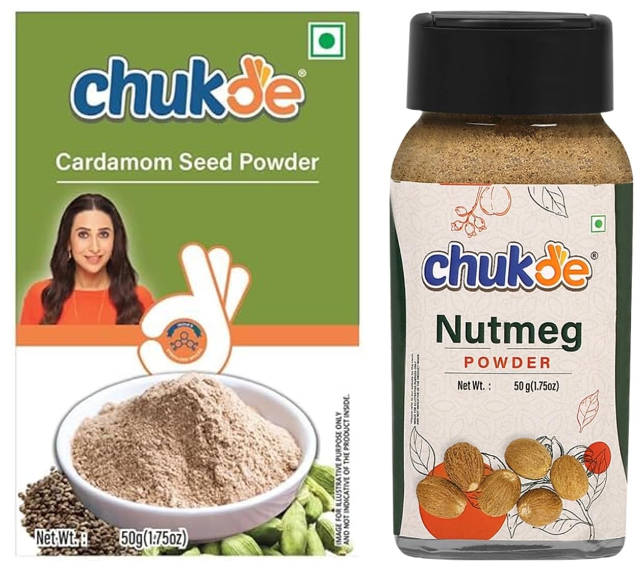 Chukde - Jaiphal Powder 50 Gm - Green Cardamom Powder 50 Gm - Powdered Spices - Combo Pack (B0D7M6WRJC) Amazon Price History, Amazon Price Tracker