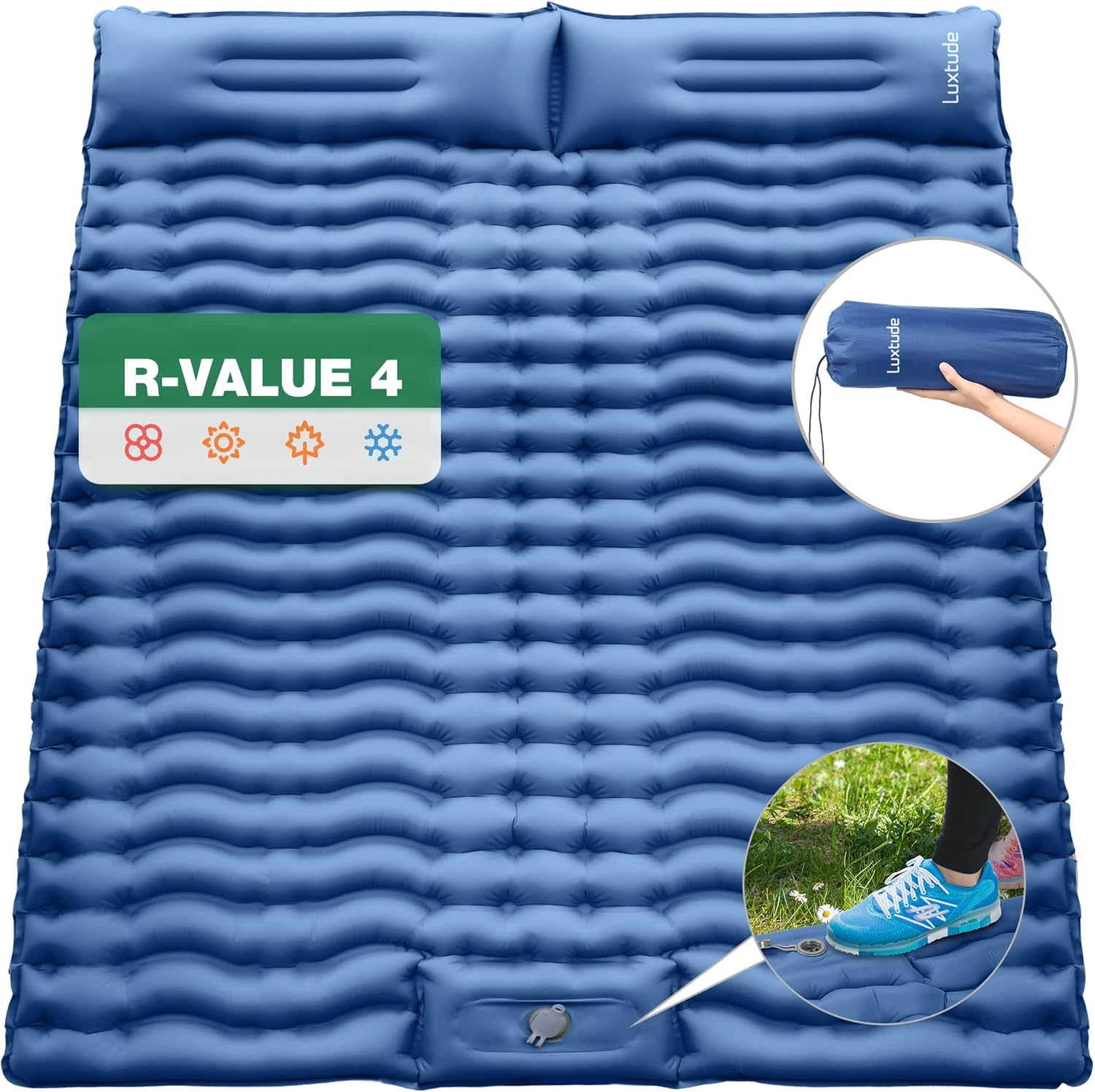 Luxtude Sleeping Pad for Camping, 4" Thick Camping