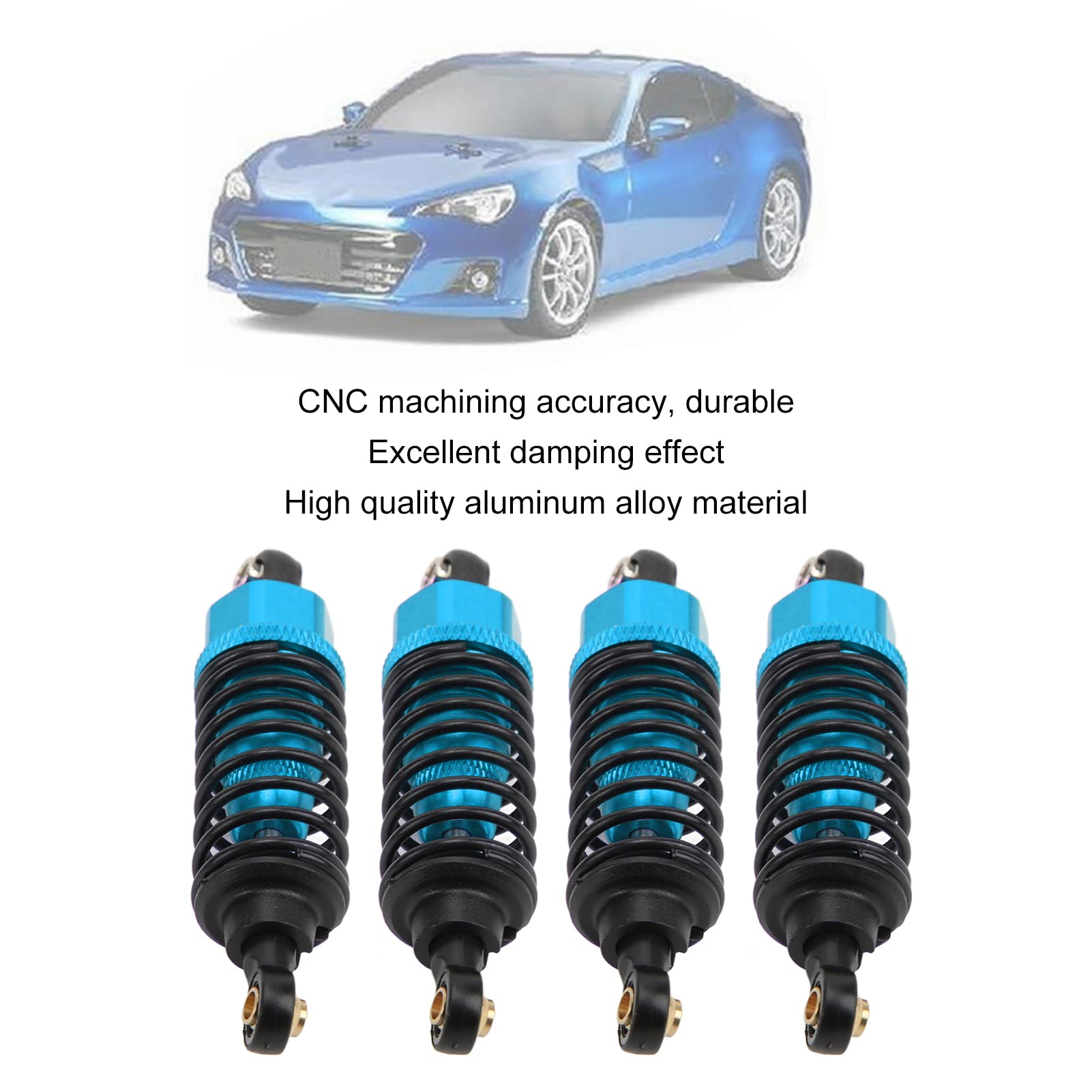 Lot de 4 Amortisseurs RC, Ensemble D'amortisseurs à Huile RC Réglables en Alliage D'aluminium pour Tamiya TT-01 TT-02 TA05 TL-01 TA03 MF-01X (Bleu)