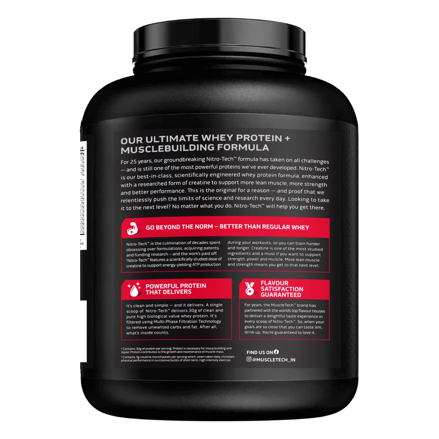 MuscleTech Nitro-Tech Whey Protein, 1.72kg (3.8lbs), Milk Chocolate, 30g Protein, 3g creatine monohydrate, 6.7g BCAA, ultimate muscle building formula, increase strength & performance — Amazon image 8